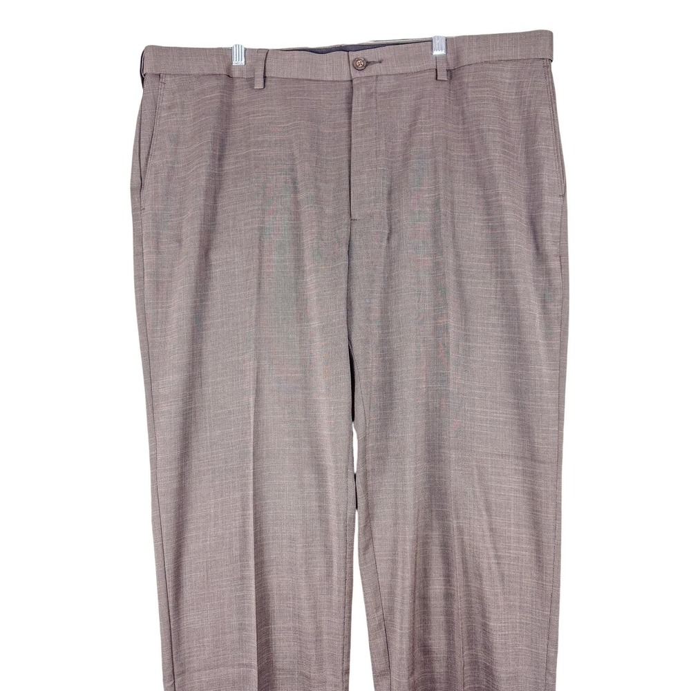 Savane Mens 44x30 Gray Stretch Performance Comfort Waist Dress Pants SA3926 NEW